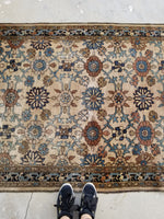 4'2 x 5'11 Ivory/Sand antique Persian Malayer - Blue Parakeet Rugs