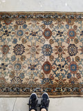 4'2 x 5'11 Ivory/Sand antique Persian Malayer - Blue Parakeet Rugs