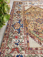 4'2 x 6'6 Antique Persian Sultanabad Mahal - Blue Parakeet Rugs