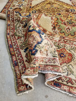 4'2 x 6'6 Antique Persian Sultanabad Mahal - Blue Parakeet Rugs