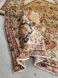4'2 x 6'6 Antique Persian Sultanabad Mahal - Blue Parakeet Rugs