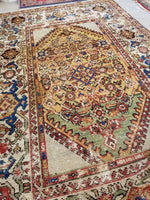 4'2 x 6'6 Antique Persian Sultanabad Mahal - Blue Parakeet Rugs