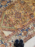 4'2 x 6'6 Antique Persian Sultanabad Mahal - Blue Parakeet Rugs