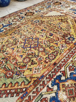 4'2 x 6'6 Antique Persian Sultanabad Mahal - Blue Parakeet Rugs