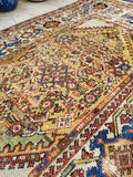 4'2 x 6'6 Antique Persian Sultanabad Mahal - Blue Parakeet Rugs