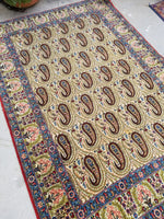 4'7 x 6'8 Vintage 1940s rug with paisleys #1949 - Blue Parakeet Rugs