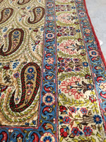 4'7 x 6'8 Vintage 1940s rug with paisleys #1949 - Blue Parakeet Rugs