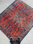 3'6 x 4'2 Antique Love Worn Lilihan Rug - Blue Parakeet Rugs