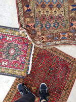 2'2 x 3'10 antique Persian Sarouk rug #478 - Blue Parakeet Rugs