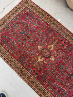 2'2 x 3'10 antique Persian Sarouk rug #478 - Blue Parakeet Rugs