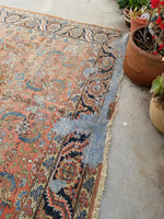 8'6 x 10'1 Antique love worn Mahal - Blue Parakeet Rugs