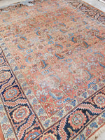 8'6 x 10'1 Antique love worn Mahal - Blue Parakeet Rugs