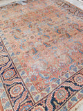 8'6 x 10'1 Antique love worn Mahal - Blue Parakeet Rugs