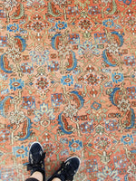8'6 x 10'1 Antique love worn Mahal - Blue Parakeet Rugs
