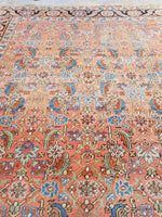 8'6 x 10'1 Antique love worn Mahal - Blue Parakeet Rugs