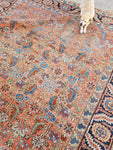 8'6 x 10'1 Antique love worn Mahal - Blue Parakeet Rugs