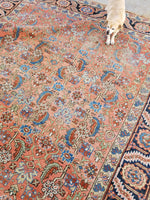 8'6 x 10'1 Antique love worn Mahal - Blue Parakeet Rugs