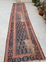3'2 x 15'7 Antique Kurdish Runner #489 - Blue Parakeet Rugs
