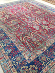 11'3 x 12'10 Antique Persian Kerman - Blue Parakeet Rugs