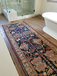 3'9 x 12'3 Indigo Blue Antique Runner - Blue Parakeet Rugs