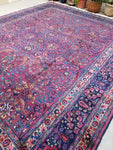 11' x 12'8 antique Persian Mahal - Blue Parakeet Rugs