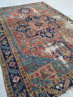 8'7 x 11'9 Battered n Bruised Persian Heriz - Blue Parakeet Rugs