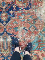8'7 x 11'9 Battered n Bruised Persian Heriz - Blue Parakeet Rugs