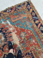 8'7 x 11'9 Battered n Bruised Persian Heriz - Blue Parakeet Rugs