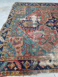 8'7 x 11'9 Battered n Bruised Persian Heriz - Blue Parakeet Rugs
