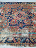 8'7 x 11'9 Battered n Bruised Persian Heriz - Blue Parakeet Rugs