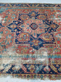 8'7 x 11'9 Battered n Bruised Persian Heriz - Blue Parakeet Rugs