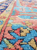 8'7 x 11'9 Battered n Bruised Persian Heriz - Blue Parakeet Rugs