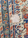 4'3 x 9'8 Worn Antique Caucasian Rug - Blue Parakeet Rugs
