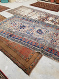 4'3 x 9'8 Worn Antique Caucasian Rug - Blue Parakeet Rugs