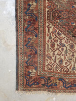 4'4 x 6'5 antique Persian Ferahan Sarouk (#782ML) - Blue Parakeet Rugs