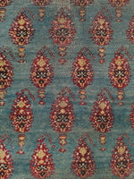 8' x 10'6 Antique Teal Agra (#1065) - Blue Parakeet Rugs