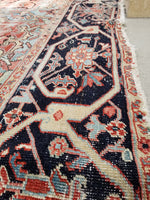 9'3 x 12'10 Love Worn Antique Persian Heriz (#1070) / 9x13 large vintage rug - Blue Parakeet Rugs