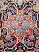 9'3 x 12'10 Love Worn Antique Persian Heriz (#1070) / 9x13 large vintage rug - Blue Parakeet Rugs