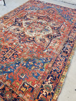 6'10 x 10 Antique Persian Heriz / Large Antique Heriz / 7x10 Rug (#1071) - Blue Parakeet Rugs