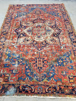6'10 x 10 Antique Persian Heriz / Large Antique Heriz / 7x10 Rug (#1071) - Blue Parakeet Rugs