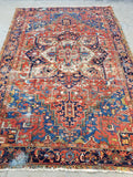 6'10 x 10 Antique Persian Heriz / Large Antique Heriz / 7x10 Rug (#1071) - Blue Parakeet Rugs