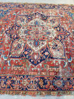 6'10 x 10 Antique Persian Heriz / Large Antique Heriz / 7x10 Rug (#1071) - Blue Parakeet Rugs