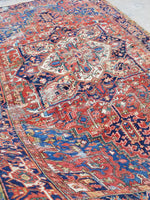 6'10 x 10 Antique Persian Heriz / Large Antique Heriz / 7x10 Rug (#1071) - Blue Parakeet Rugs