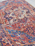 6'10 x 10 Antique Persian Heriz / Large Antique Heriz / 7x10 Rug (#1071) - Blue Parakeet Rugs
