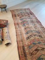 3'6 x 9'5 Antique early 1900s NW tribal Runner (#740B) - Blue Parakeet Rugs