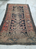 4'3 x 7' love worn antique Kurdish Rug - Blue Parakeet Rugs