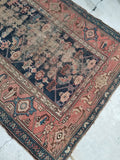4'3 x 7' love worn antique Kurdish Rug - Blue Parakeet Rugs