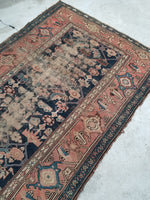 4'3 x 7' love worn antique Kurdish Rug - Blue Parakeet Rugs