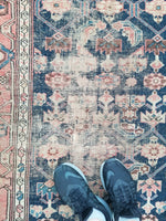 4'3 x 7' love worn antique Kurdish Rug - Blue Parakeet Rugs