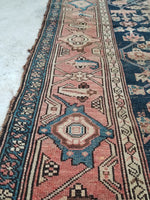 4'3 x 7' love worn antique Kurdish Rug - Blue Parakeet Rugs